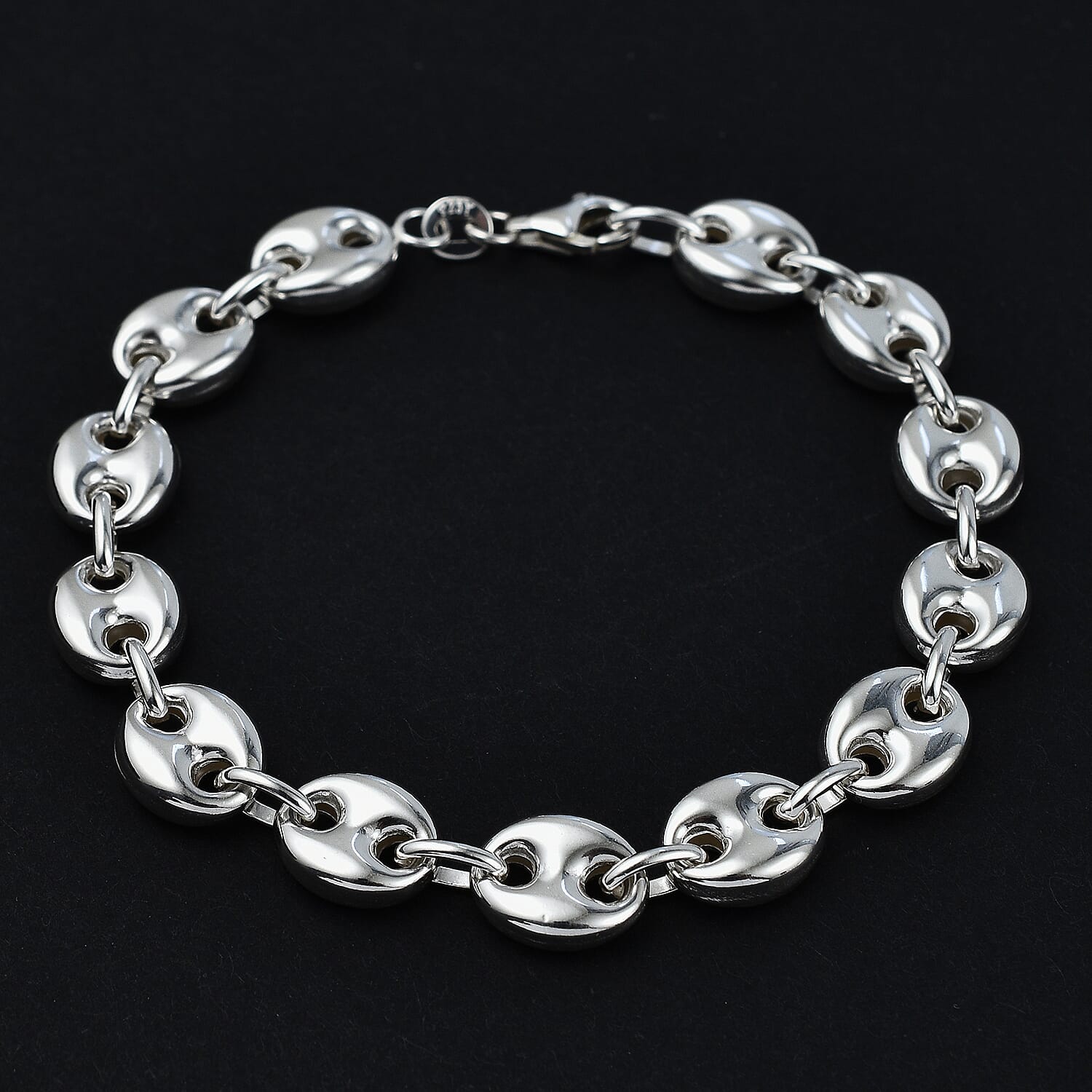 Manhattan Closeout - Sterling Silver Puff Mariner Bracelet (Size - 8), Silver Wt. 12.50 Gms 7657350 1