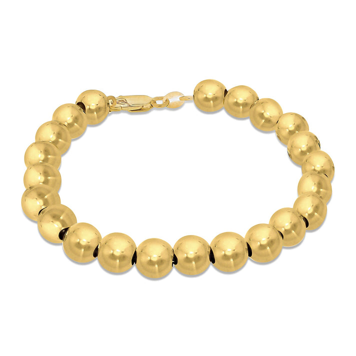 Sterling Silver Micron Yellow Gold Plated 8mm Ball Bracelet 7.5 Inch 8928909 1