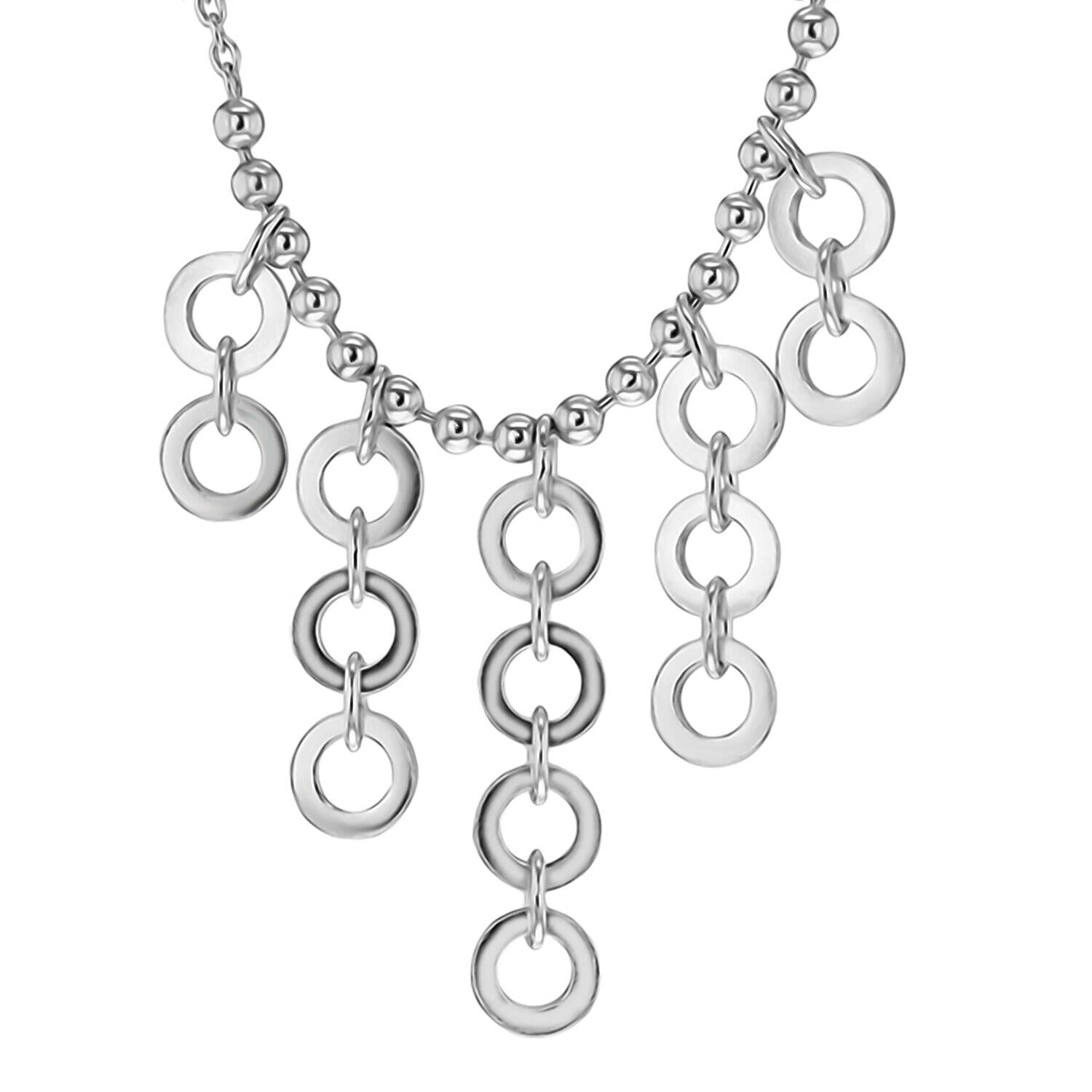 Sterling Silver Multi Open Disc Drop Necklace 16 Inch 7316381 0
