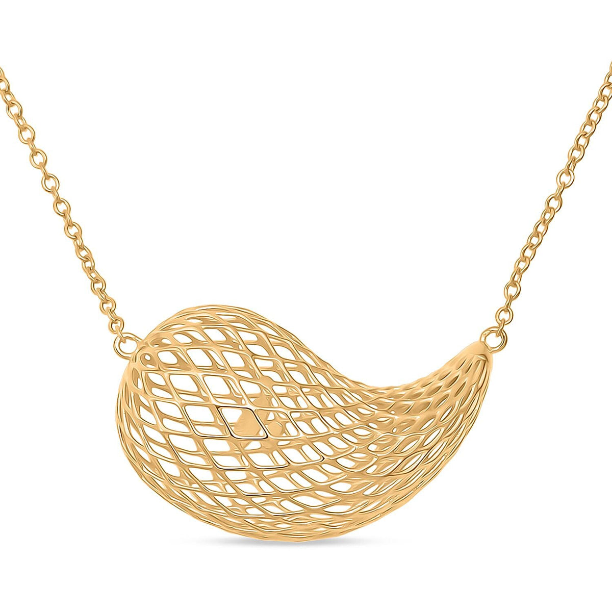 Treasure of Siam - Sterling Silver Abstract Mesh Necklace (Size - 18 + 1 Ext) with Lobster Clasp in Yellow Gold Plating 8239706 0