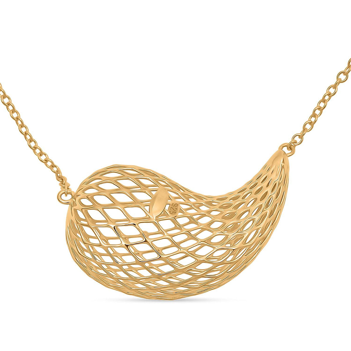 Treasure of Siam - Sterling Silver Abstract Mesh Necklace (Size - 18 + 1 Ext) with Lobster Clasp in Yellow Gold Plating 8239706 4