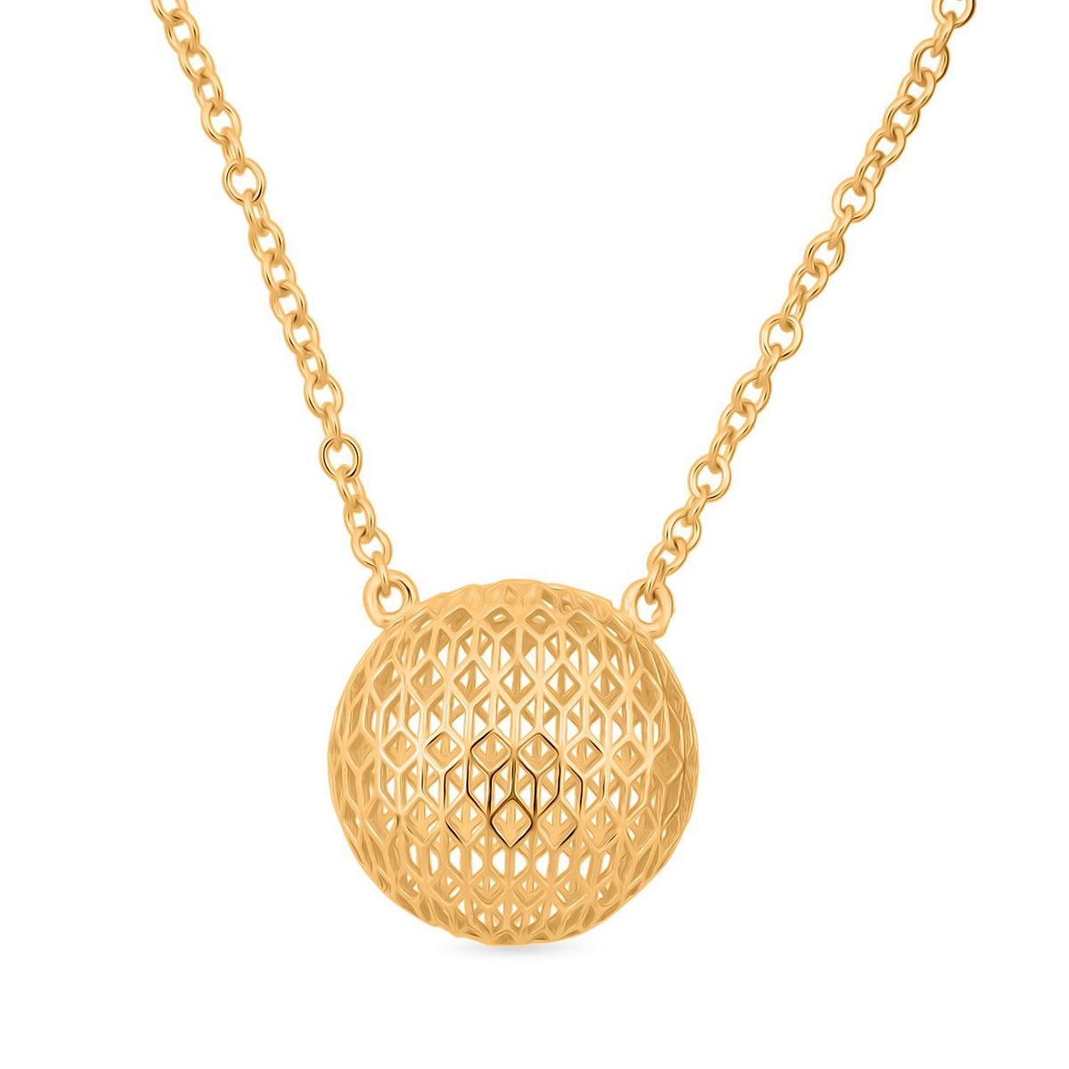 Treasure Of Siam - Sterling Silver Disk Pendant Necklace (Size - 18-1 Ext) in Yellow Gold Plating 8194443 0