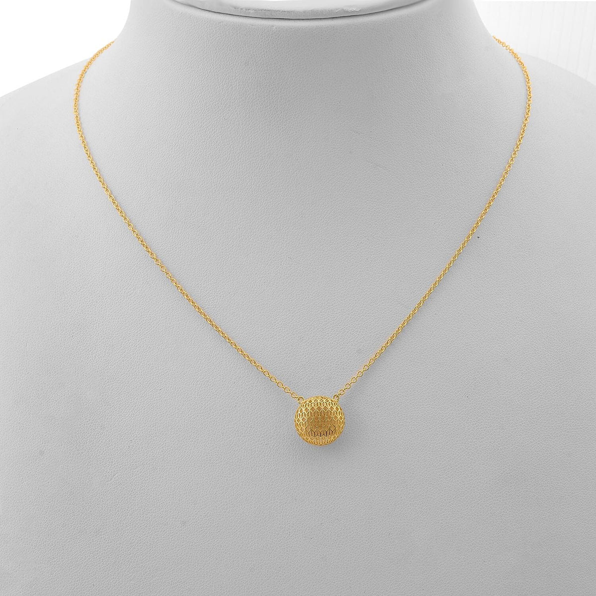 Treasure Of Siam - Sterling Silver Disk Pendant Necklace (Size - 18-1 Ext) in Yellow Gold Plating 8194443 2