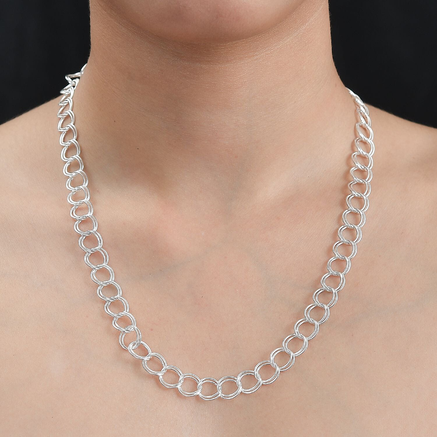 Hatton Garden Closeout - Sterling Silver Circle Link Necklace (Size - 20) 7780809 1
