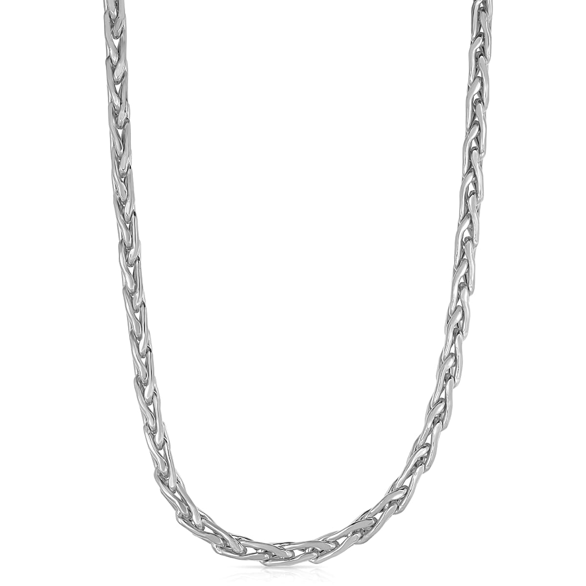 New York Close Out Deal-Sterling Silver Spiga Necklace (Size -18) with Senorita Clasp, Silver Wt. 19.80 Gms V32516543 0
