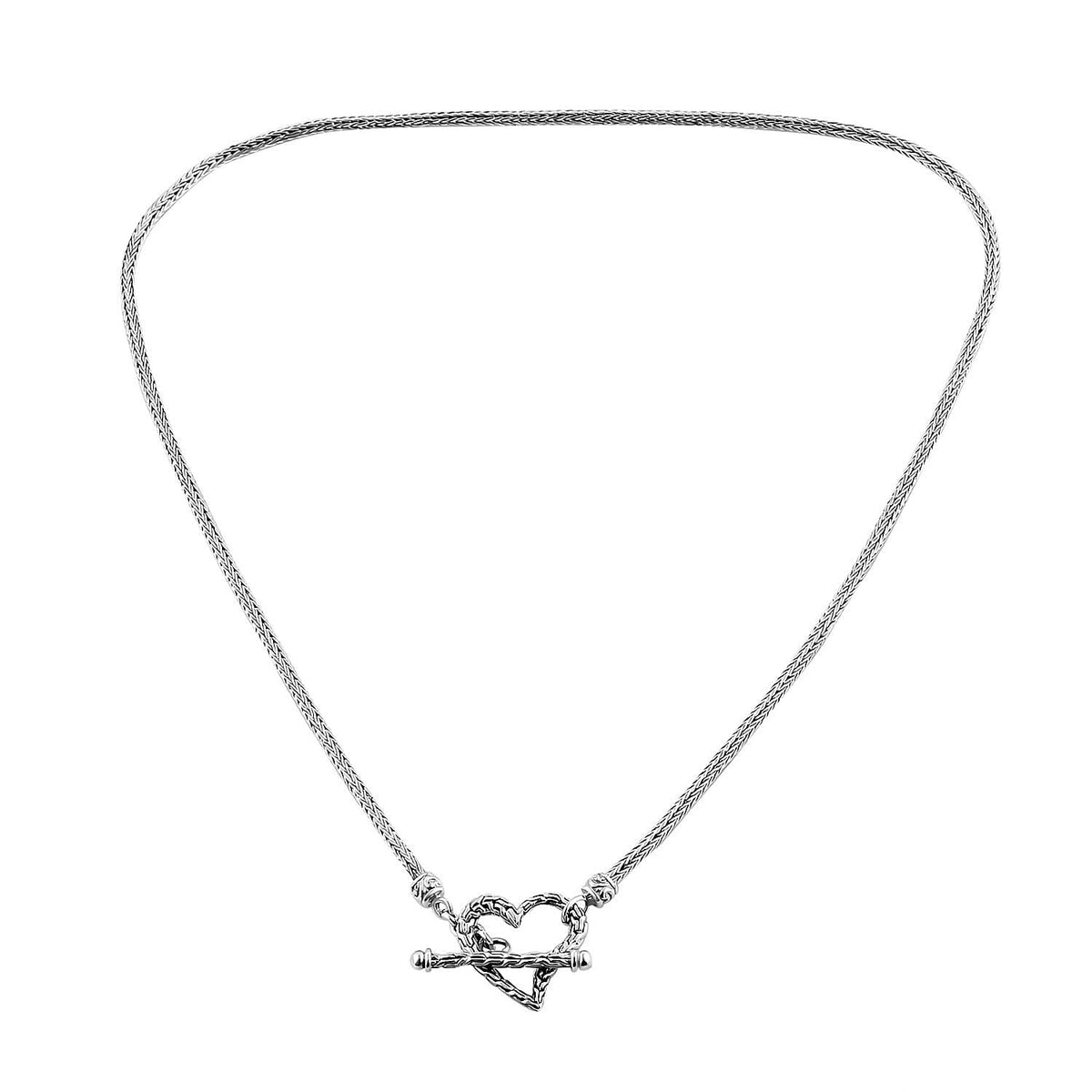Royal Bali Collection - Designer Inspired Artisan Crafted Heart Toggle Necklace in Sterling Silver (Size - 20), Silver Wt. 20.02 Gms 7702691 0