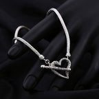 Royal Bali Collection - Designer Inspired Artisan Crafted Heart Toggle Necklace in Sterling Silver (Size - 20), Silver Wt. 20.02 Gms