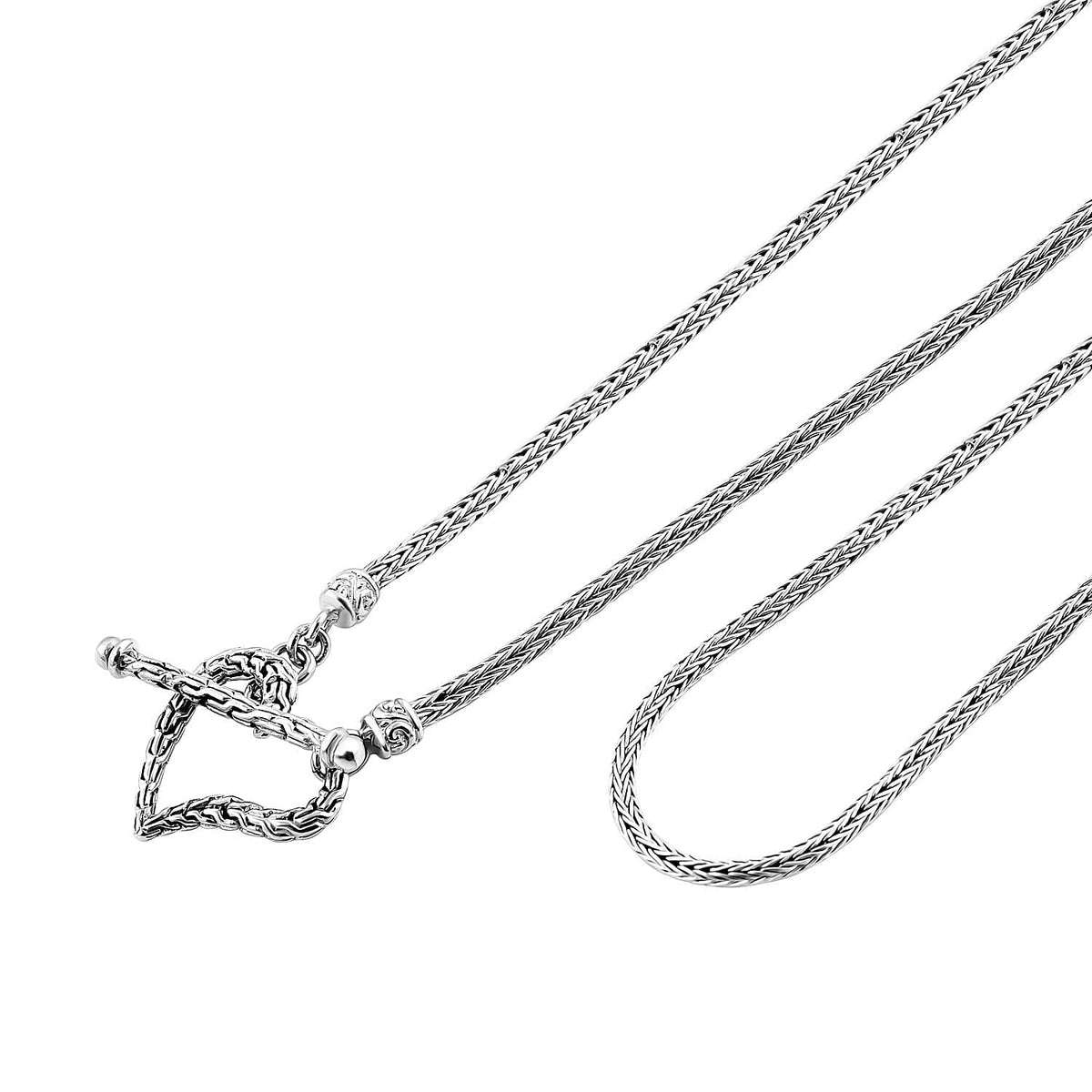 Royal Bali Collection - Designer Inspired Artisan Crafted Heart Toggle Necklace in Sterling Silver (Size - 20), Silver Wt. 20.02 Gms 7702691 4