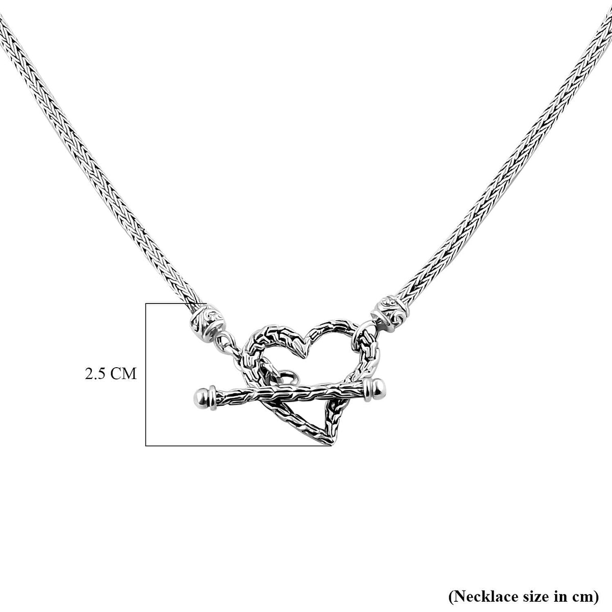 Royal Bali Collection - Designer Inspired Artisan Crafted Heart Toggle Necklace in Sterling Silver (Size - 20), Silver Wt. 20.02 Gms 7702691 5