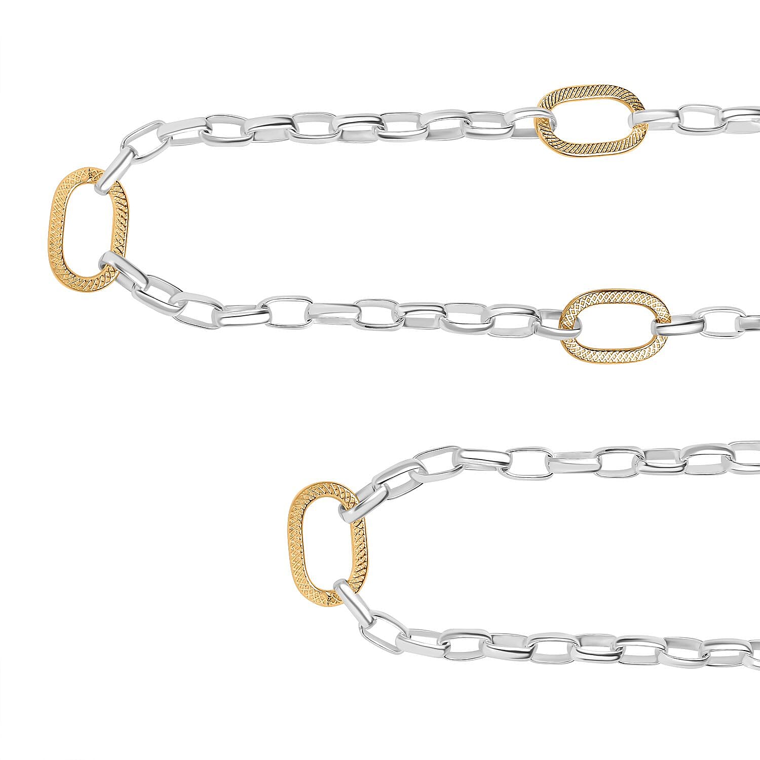 Rolo-Paperclip Hybrid 18K Vermeil Yellow Gold Plated Sterling Silver Necklace (Size - 20), Silver wt. 22.00 Gms. 7938648 0