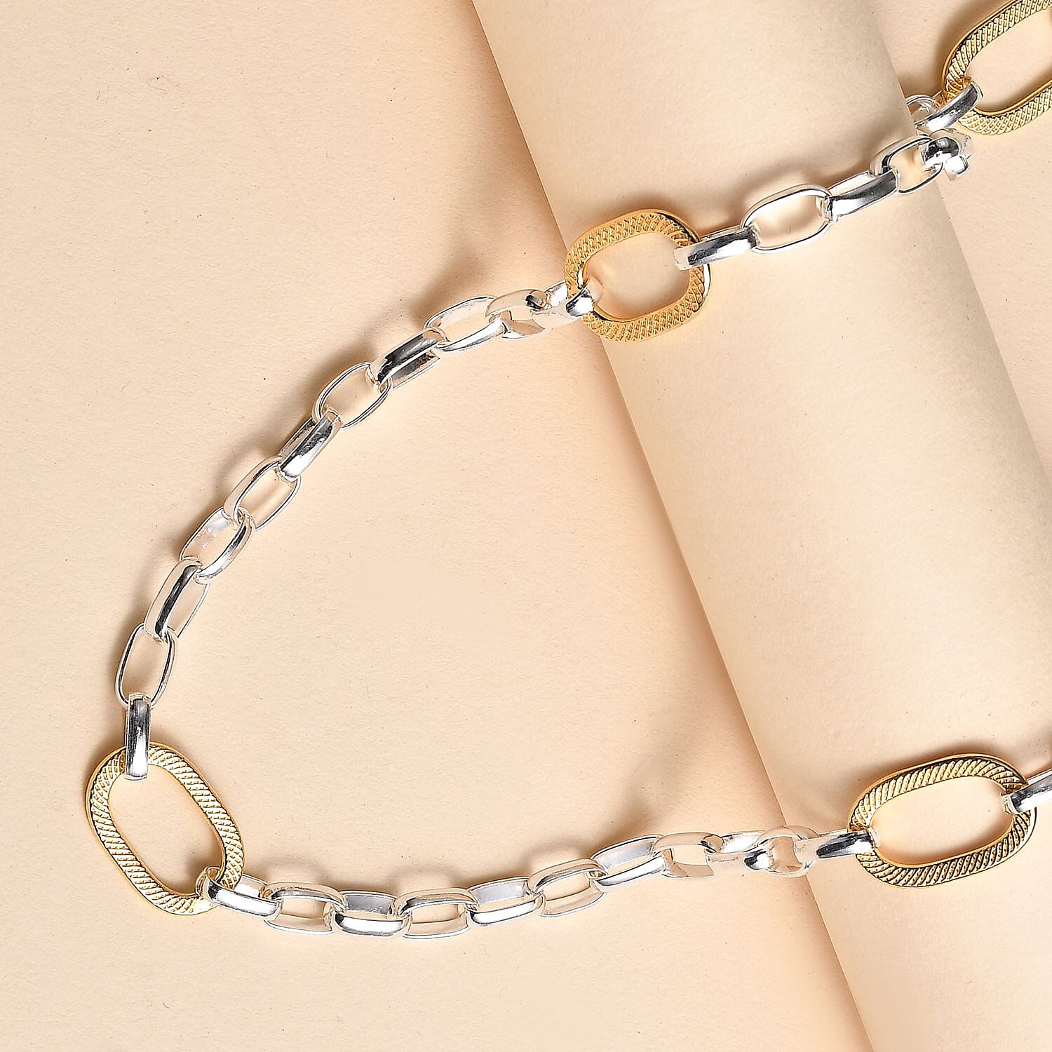 Rolo-Paperclip Hybrid 18K Vermeil Yellow Gold Plated Sterling Silver Necklace (Size - 20), Silver wt. 22.00 Gms. 7938648 2