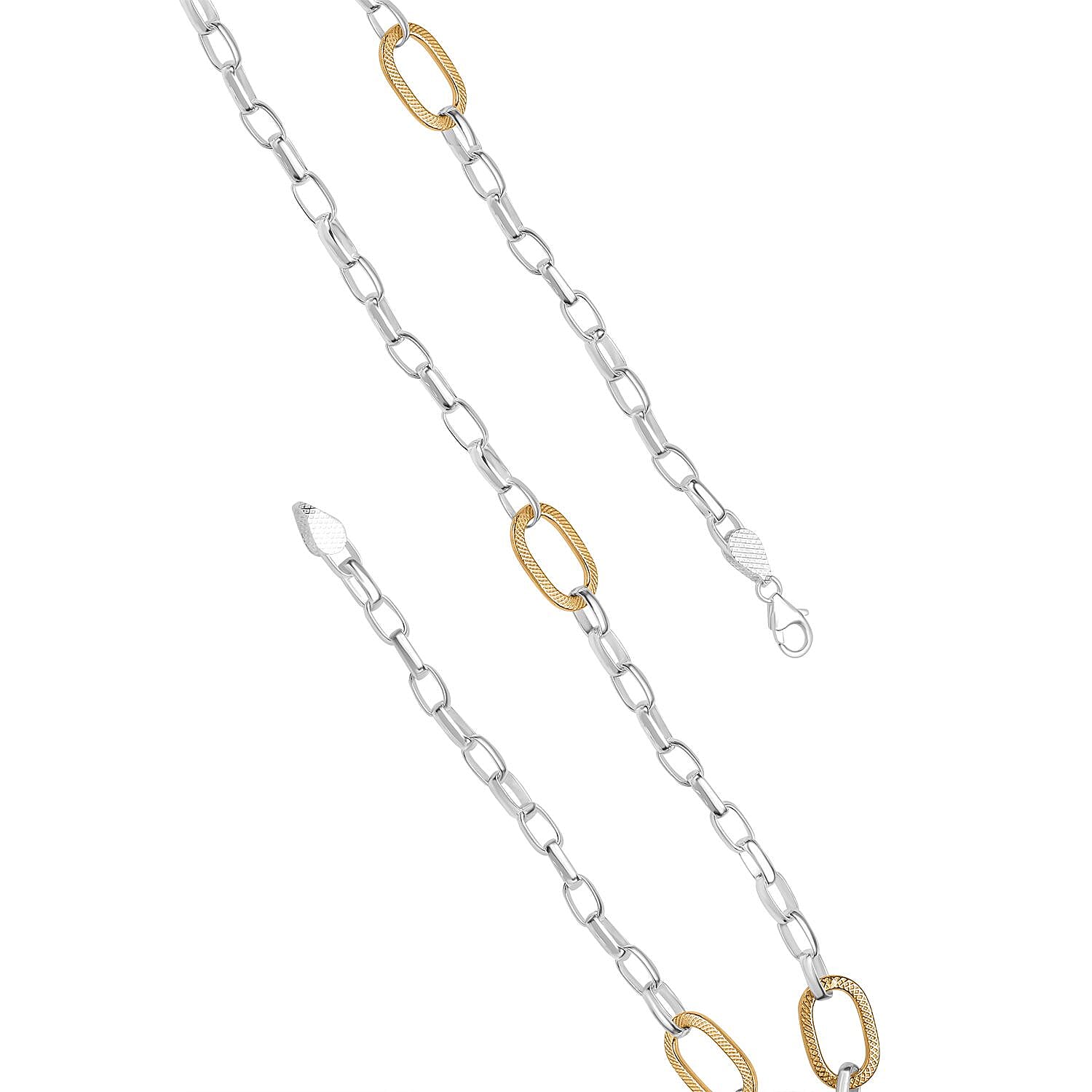 Rolo-Paperclip Hybrid 18K Vermeil Yellow Gold Plated Sterling Silver Necklace (Size - 20), Silver wt. 22.00 Gms. 7938648 4
