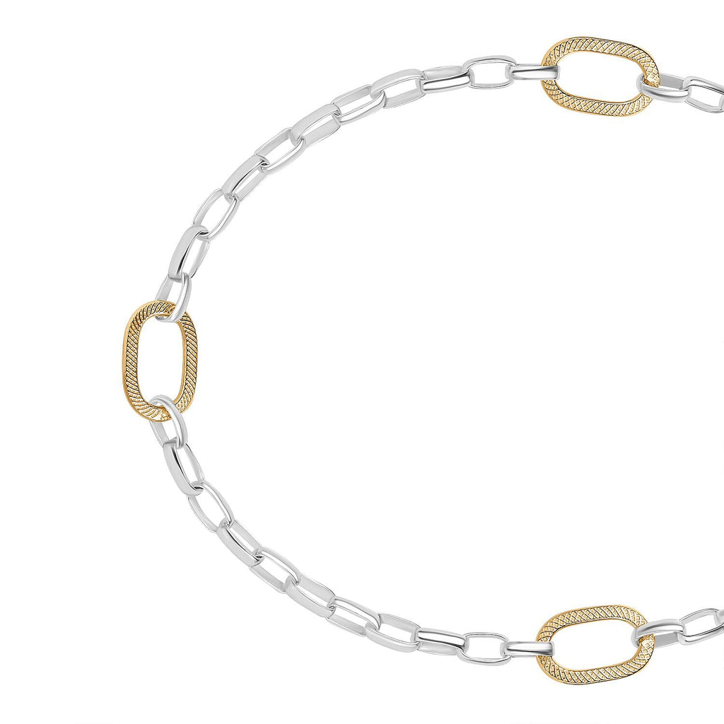Rolo-Paperclip Hybrid 18K Vermeil Yellow Gold Plated Sterling Silver Necklace (Size - 20), Silver wt. 22.00 Gms.