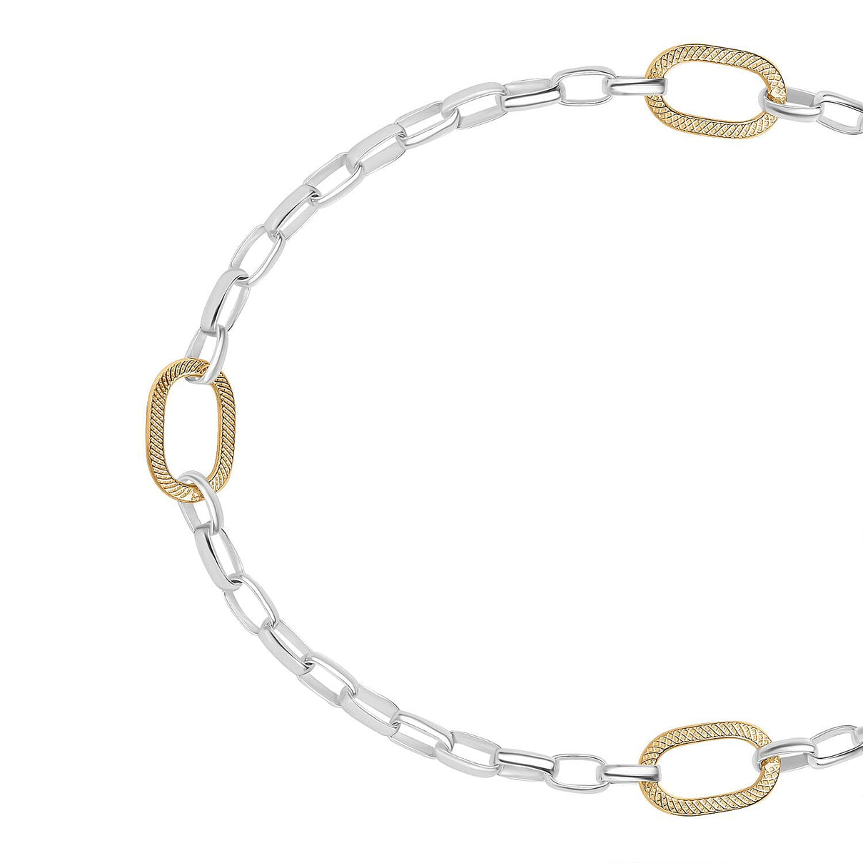 Rolo-Paperclip Hybrid 18K Vermeil Yellow Gold Plated Sterling Silver Necklace (Size - 20), Silver wt. 22.00 Gms. 7938648 5