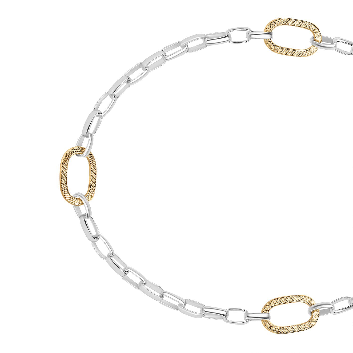 Rolo-Paperclip Hybrid 18K Vermeil Yellow Gold Plated Sterling Silver Necklace (Size - 20), Silver wt. 22.00 Gms. 7938648 5
