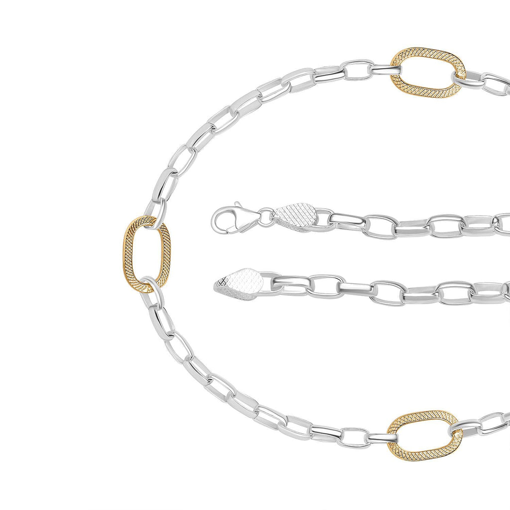 Rolo-Paperclip Hybrid 18K Vermeil Yellow Gold Plated Sterling Silver Necklace (Size - 20), Silver wt. 22.00 Gms.
