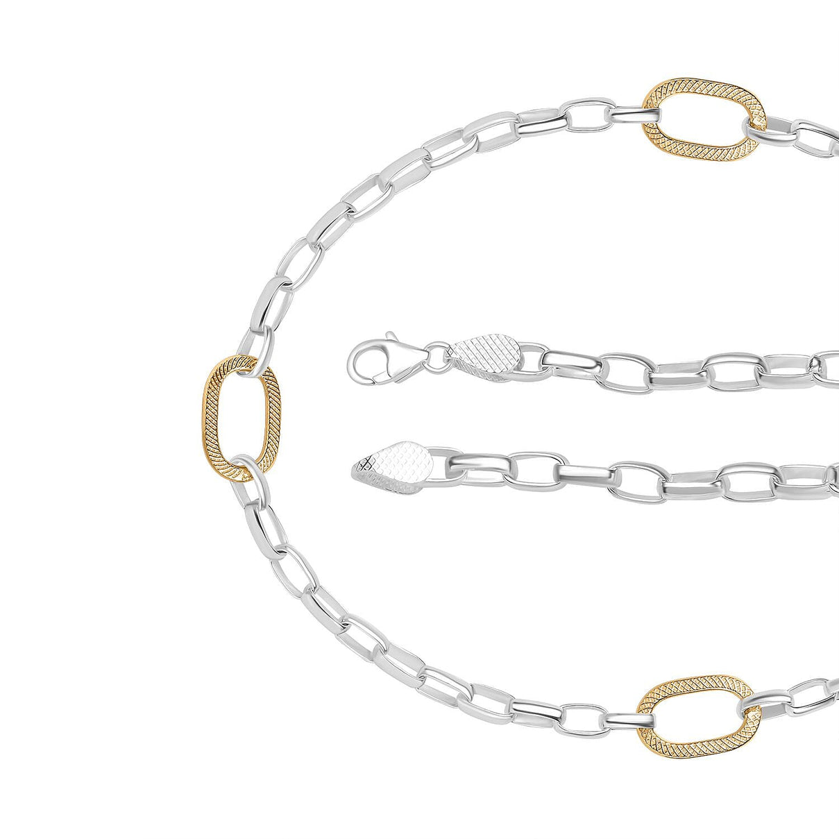 Rolo-Paperclip Hybrid 18K Vermeil Yellow Gold Plated Sterling Silver Necklace (Size - 20), Silver wt. 22.00 Gms. 7938648 6