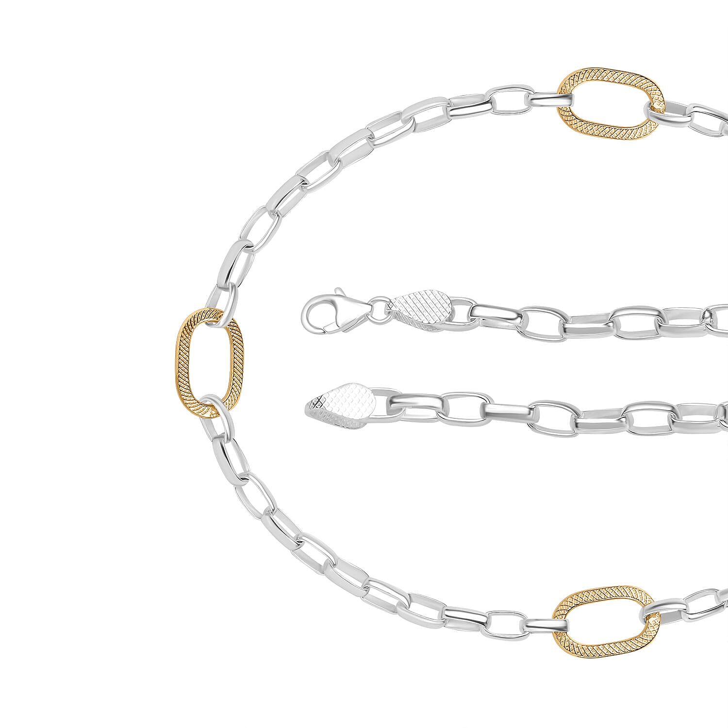Rolo-Paperclip Hybrid 18K Vermeil Yellow Gold Plated Sterling Silver Necklace (Size - 20), Silver wt. 22.00 Gms. 7938648 6