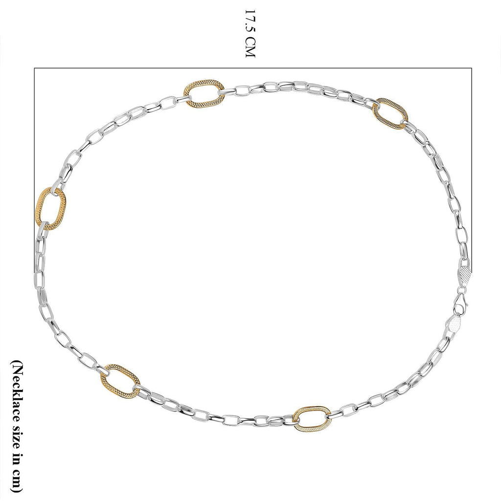 Rolo-Paperclip Hybrid 18K Vermeil Yellow Gold Plated Sterling Silver Necklace (Size - 20), Silver wt. 22.00 Gms.