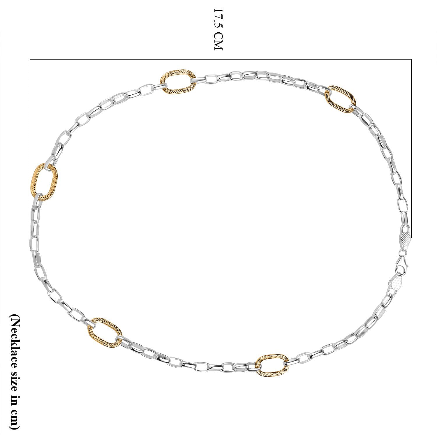 Rolo-Paperclip Hybrid 18K Vermeil Yellow Gold Plated Sterling Silver Necklace (Size - 20), Silver wt. 22.00 Gms. 7938648 7