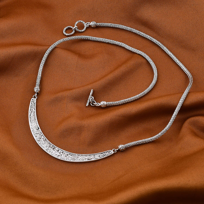 Sterling Silver Filigree Pattern Necklace (Size - 20) with T-Bar Clasp 7956880 2