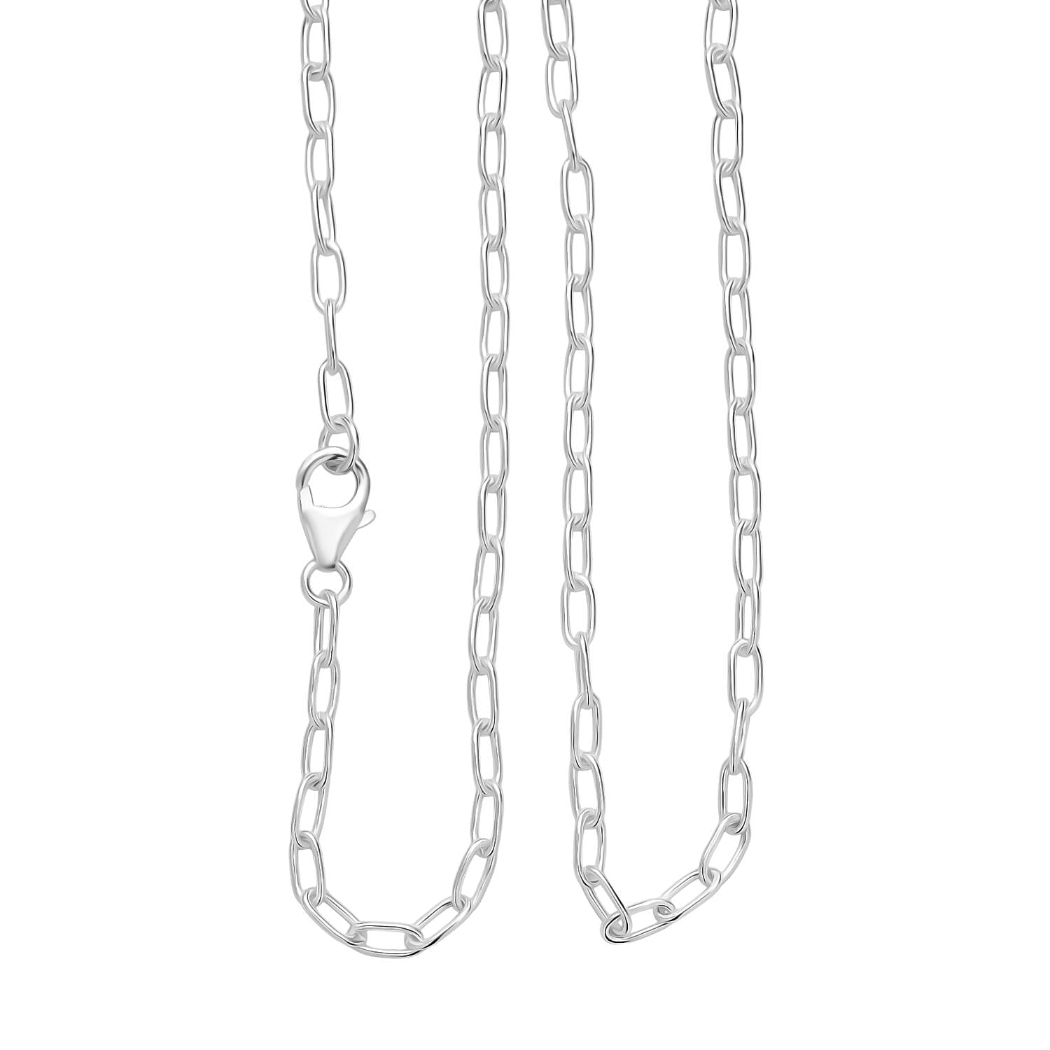 Italian Made - Paperclip Necklace with Lobster Clasp in Sterling Silver 20 Inch 8166379 0