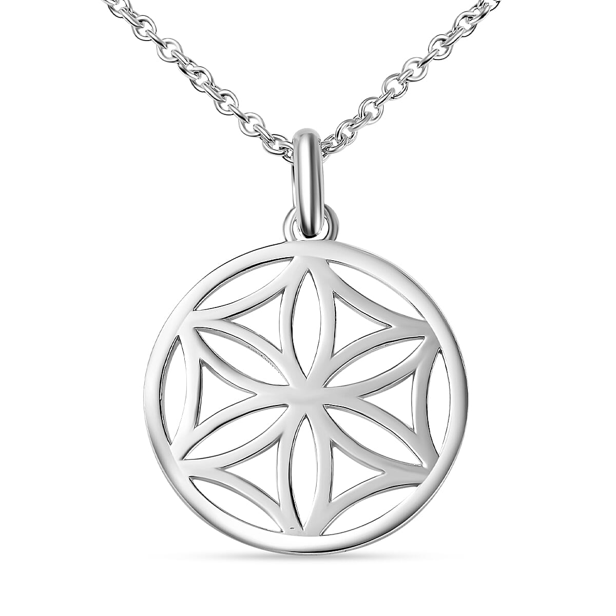 Sterling Silver Daisy Disc Pendant with Chain (Size - 18-20), Silver Wt. 6.9 Gms 7709125 0