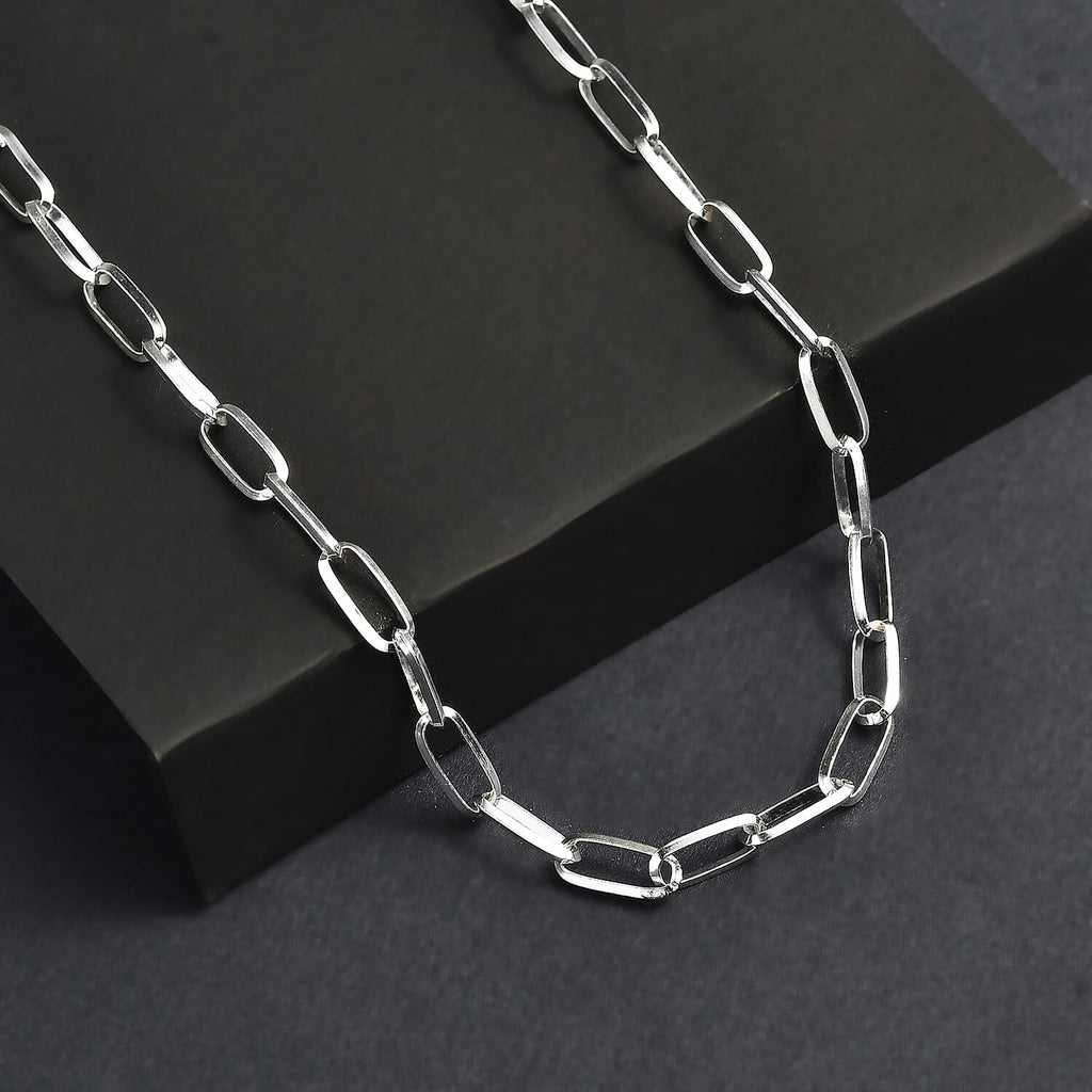 Sterling Silver Paperclip Necklace (Size - 20), Silver Wt. 7.10 Gms.
