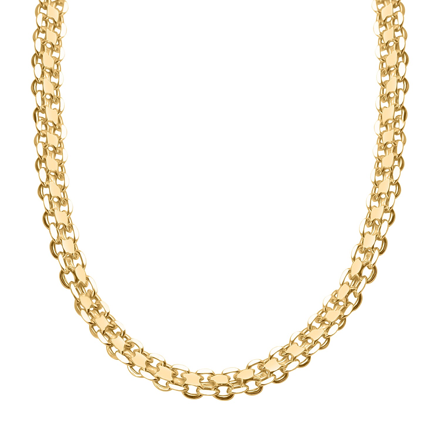Vicenza Closeout - Yellow Gold Overay Sterling Silver Bismark Necklace (Size - 20). 7725096 0