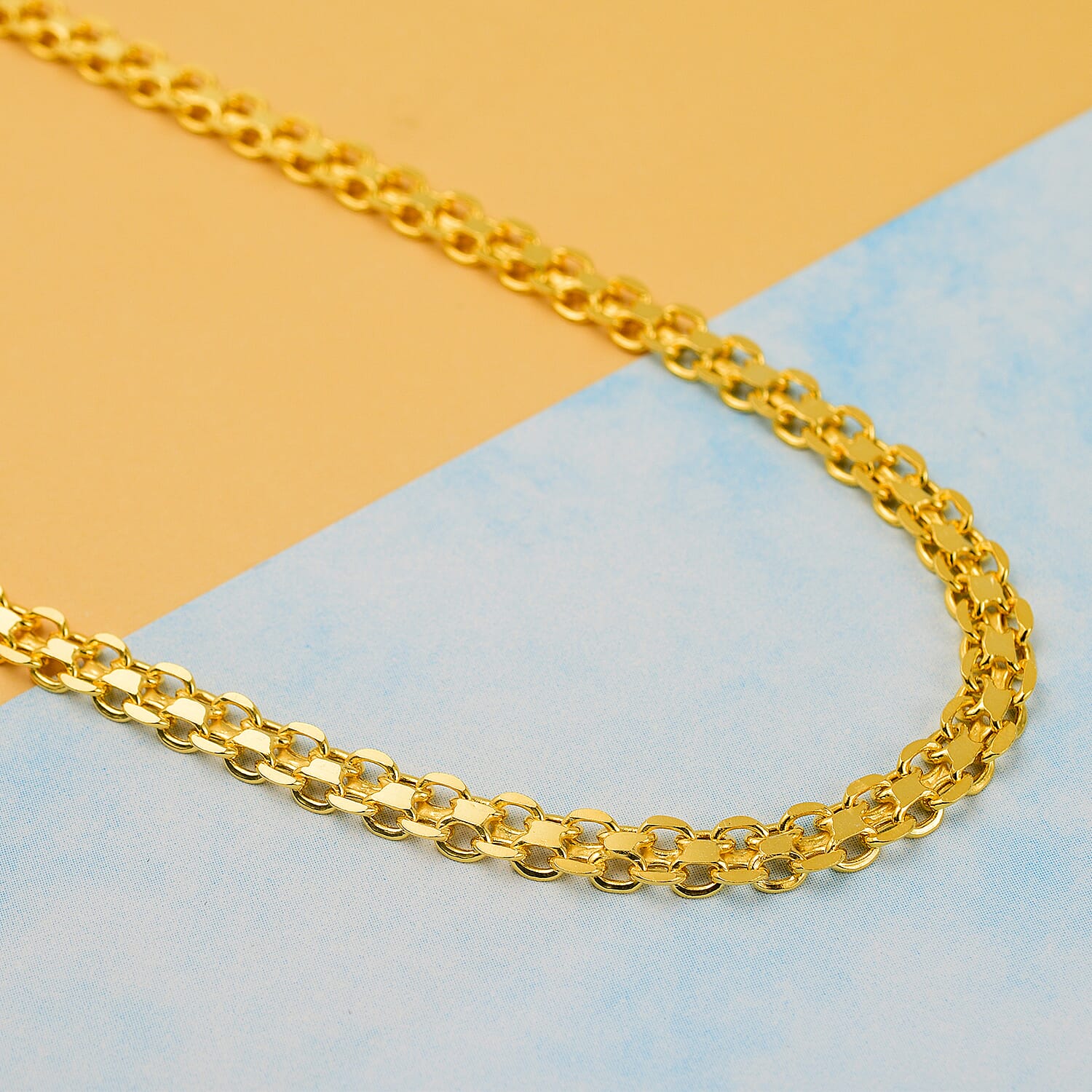Vicenza Closeout - Yellow Gold Overay Sterling Silver Bismark Necklace (Size - 20). 7725096 1