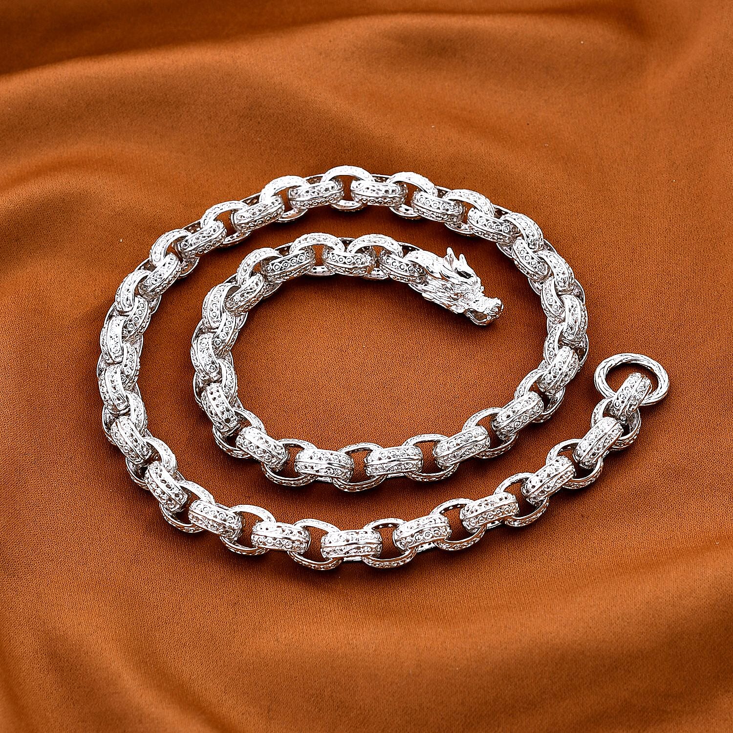 Royal Bali Collection - Handmade Sterling Silver Dragon Link Necklace (Size - 20) 7749560 1