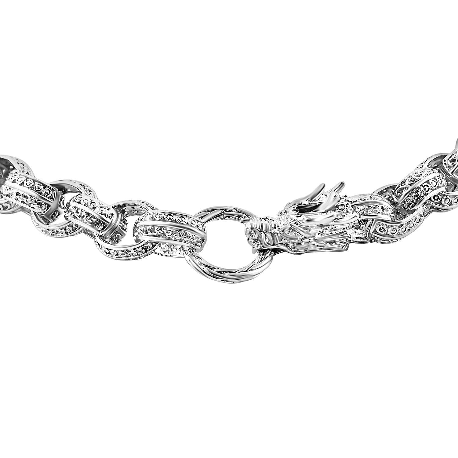 Royal Bali Collection - Handmade Sterling Silver Dragon Link Necklace (Size - 20) 7749560 3