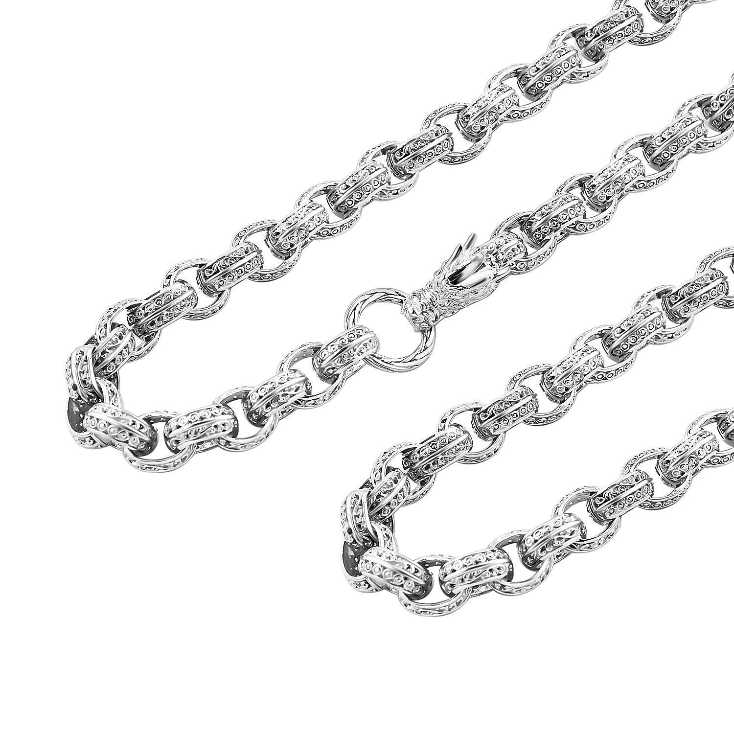 Royal Bali Collection - Handmade Sterling Silver Dragon Link Necklace (Size - 20) 7749560 4
