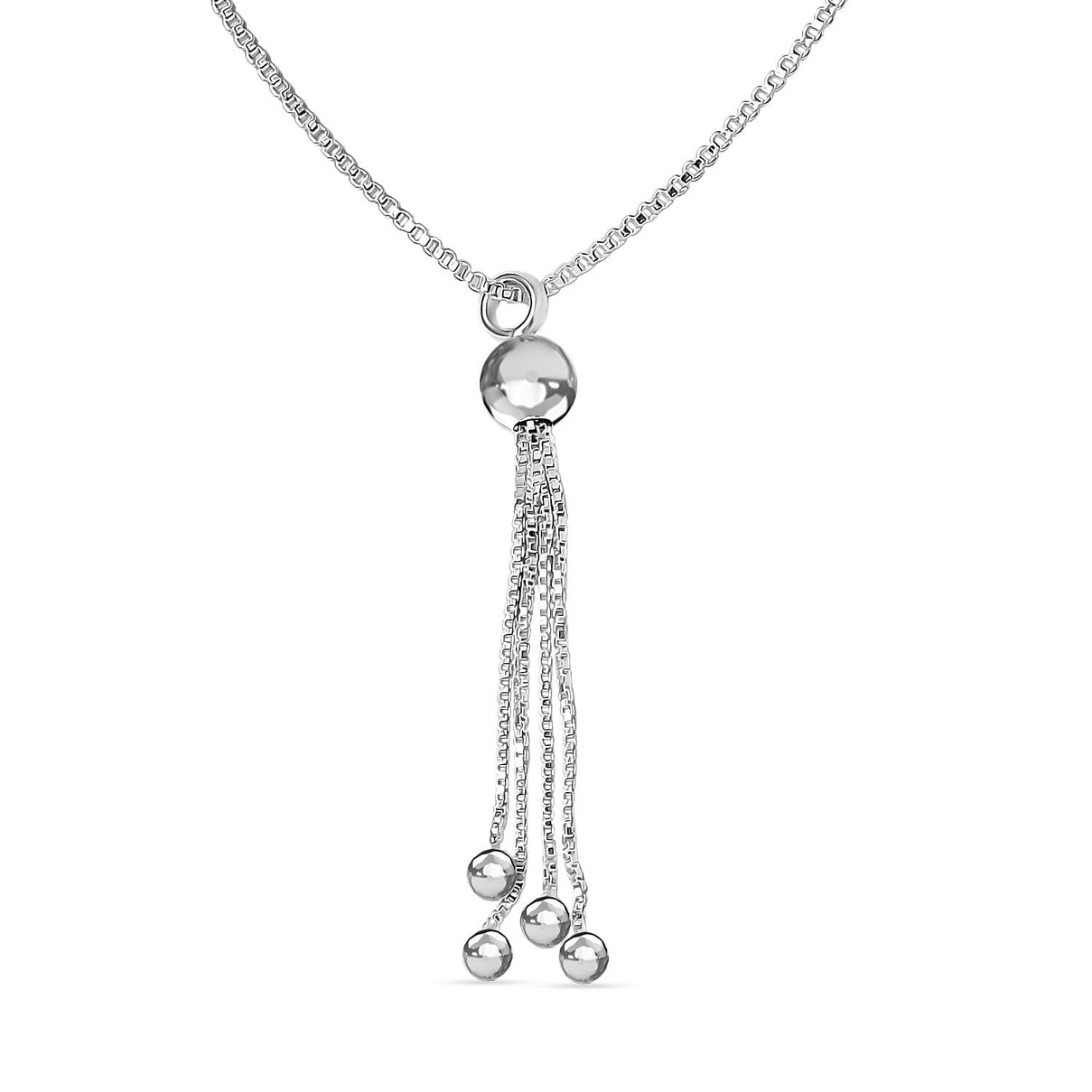 Sterling Silver Beaded Tassle Necklace (Size - 20) with Lobster Clasp 8084113 0