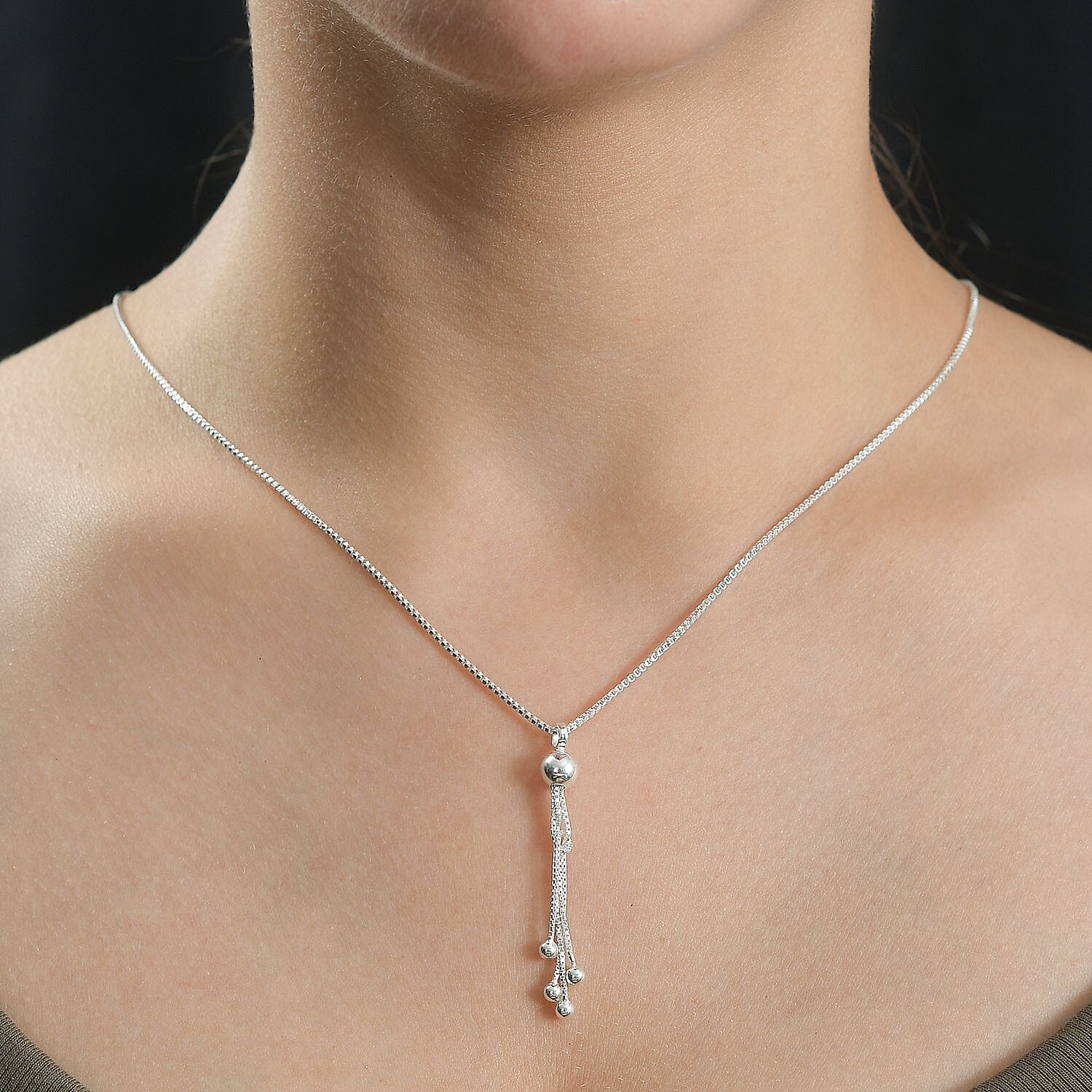 Sterling Silver Beaded Tassle Necklace (Size - 20) with Lobster Clasp 8084113 2