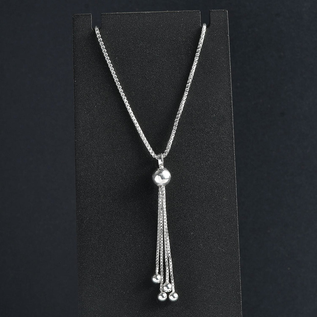 Sterling Silver Beaded Tassle Necklace (Size - 20) with Lobster Clasp