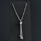Sterling Silver Beaded Tassle Necklace (Size - 20) with Lobster Clasp