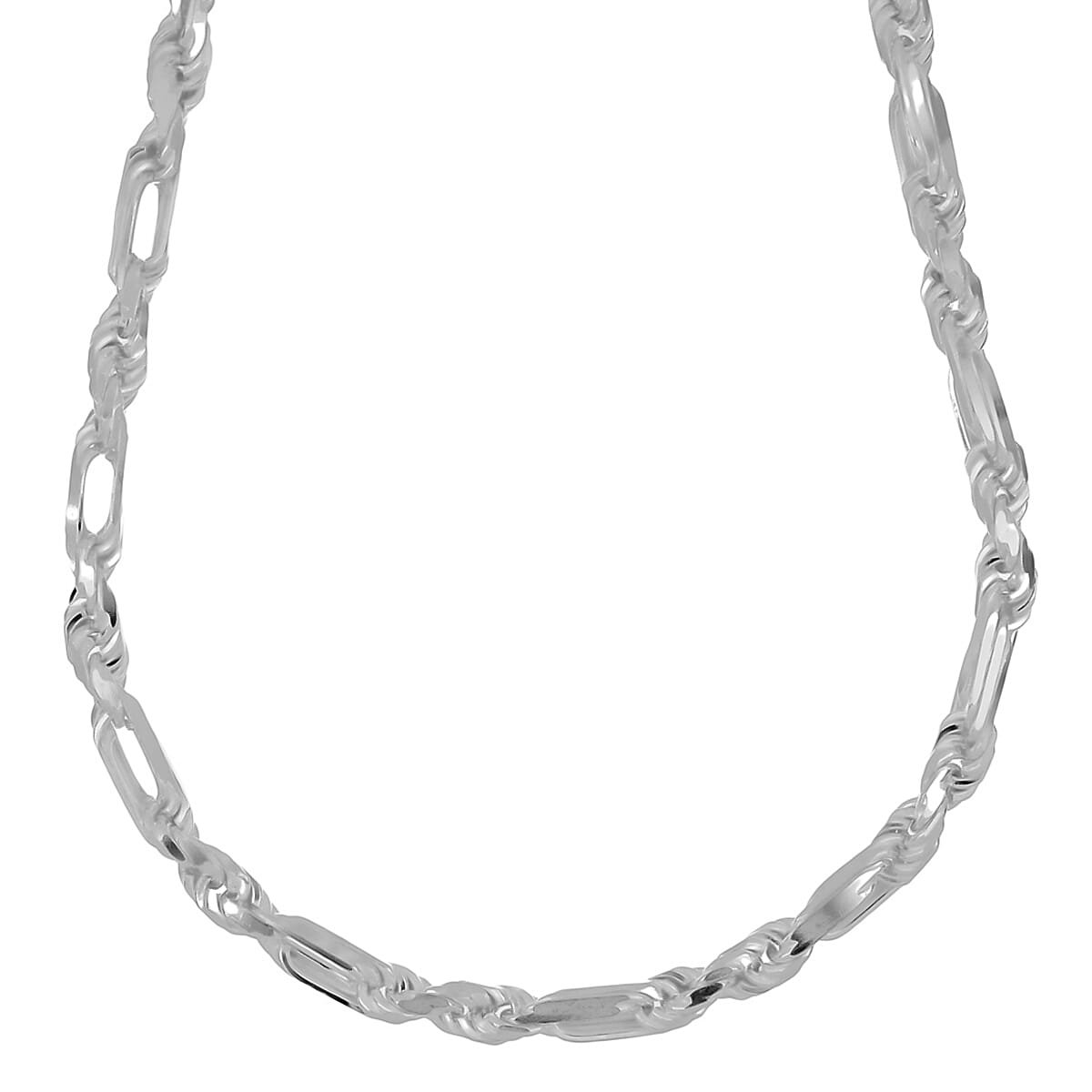 La Bella Fine Italian Jewellery - Handmade Sterling Silver Rope Figaro Necklace With Lobster Clasp (Size - 22) 7901127 0