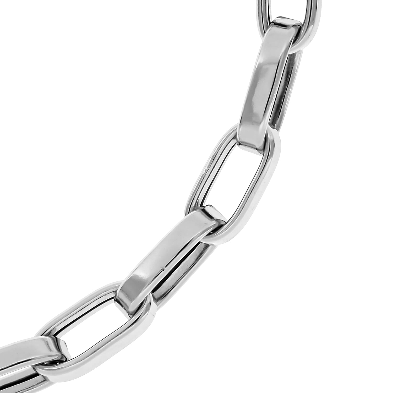 LA BELLA - Broad Paperclip Necklace in Platinum Overlay Sterling Silver With Lobster Clasp (Size - 20) 7905062 3