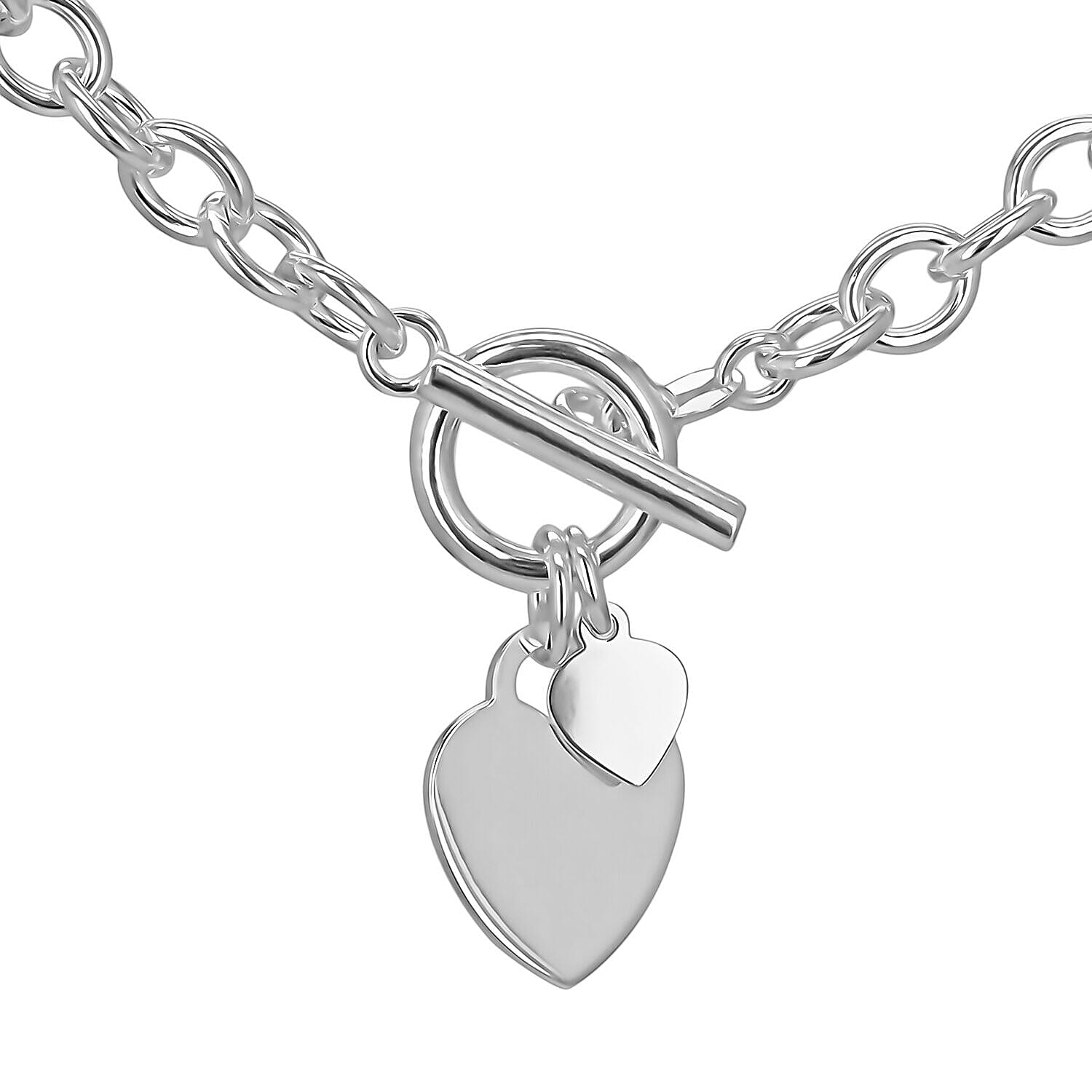Sterling Silver T Bar Heart Belcher Necklace 16 Inch 7317603 0