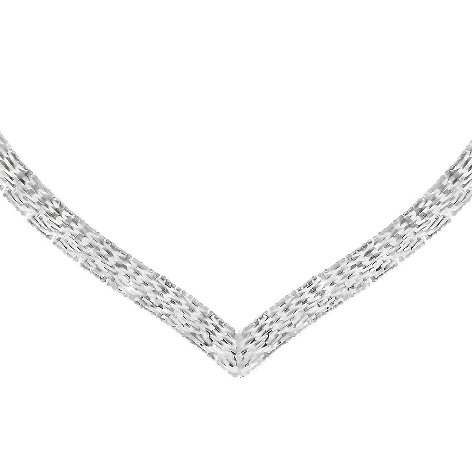 Sterling Silver Chevron V Shaped Necklace 16 Inch 7317709 0