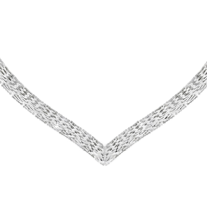 Sterling Silver Chevron V Shaped Necklace 16 Inch 7317709 1