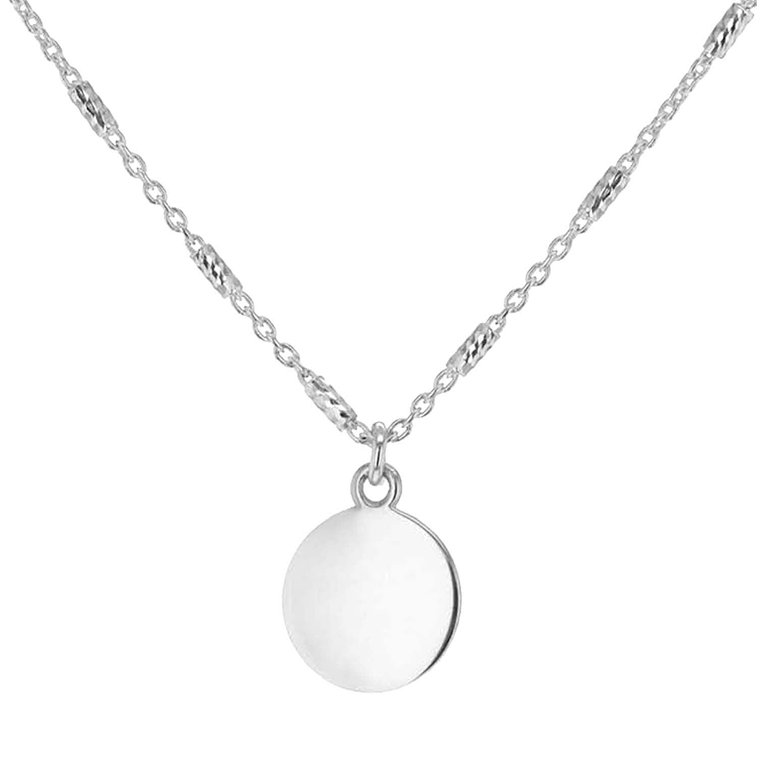 Sterling Silver 9.5mm Disc Diamond Cut Bead-and-Trace-Chain Necklace 16 Inch to 18 Inch 7456965 0