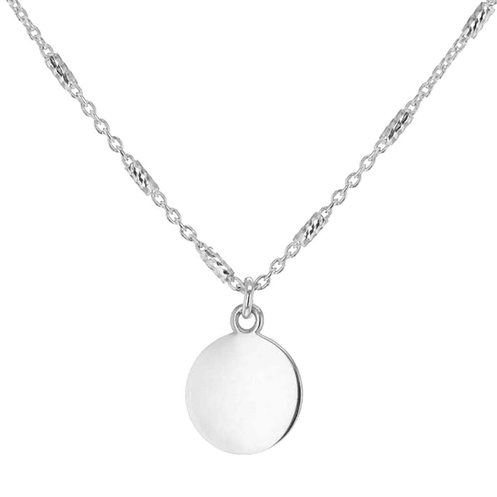 Sterling Silver 9.5mm Disc Diamond Cut Bead-and-Trace-Chain Necklace 16 Inch to 18 Inch 7456965 1