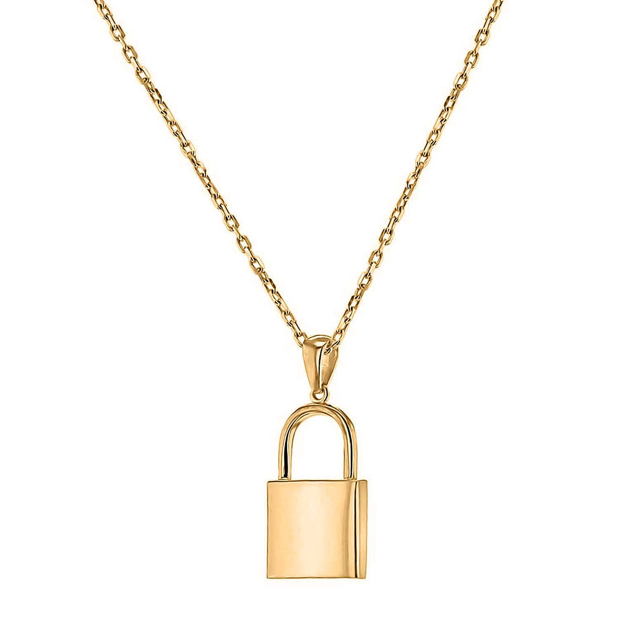 Sterling Silver Yellow Gold Plated 11.4mm x 25.5mm Padlock Adjustable Necklace 17.5 Inch to 19.5 Inch 7456994 2