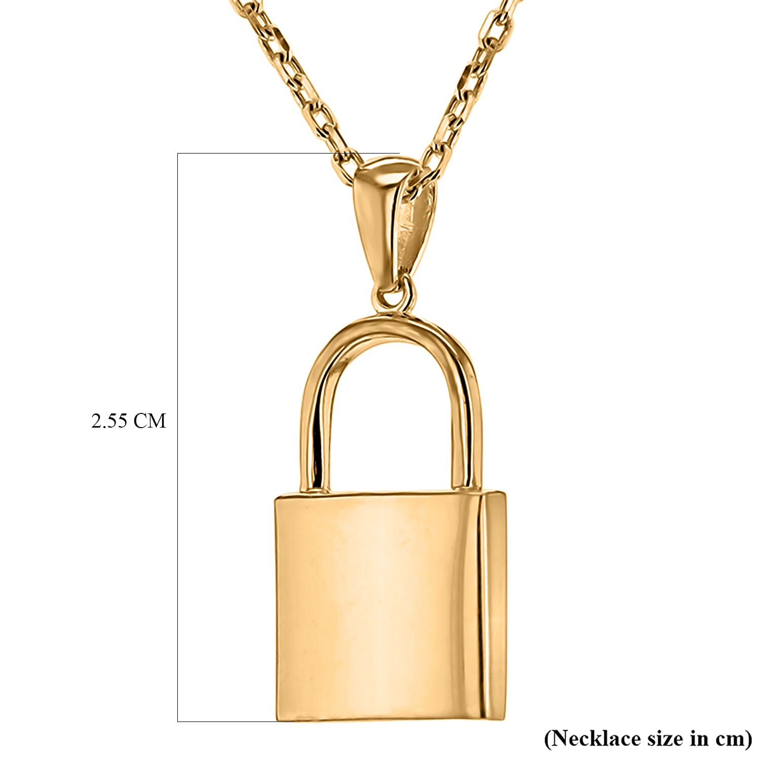 Sterling Silver Yellow Gold Plated 11.4mm x 25.5mm Padlock Adjustable Necklace 17.5 Inch to 19.5 Inch 7456994 5