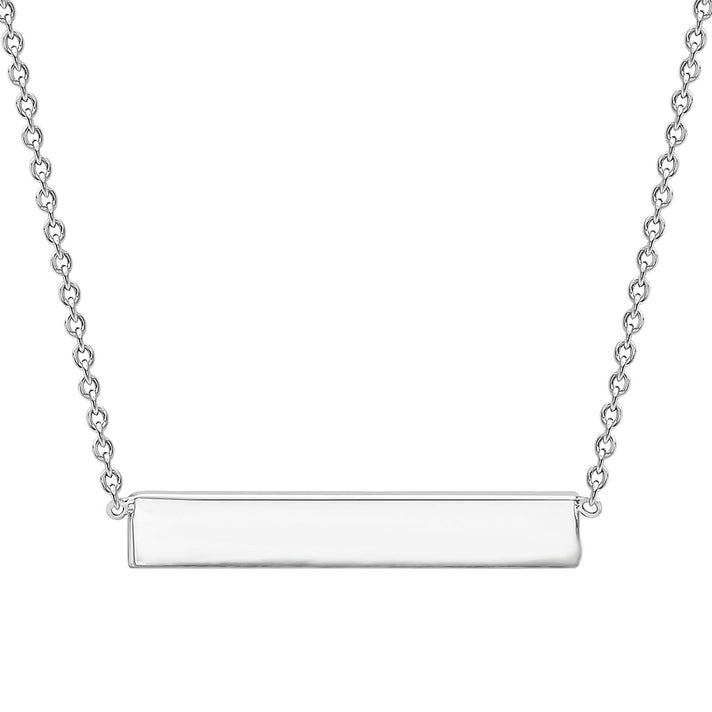 Sterling Silver 32mm x 5mm Horizontal Bar Necklace 17 Inch 7456885 1