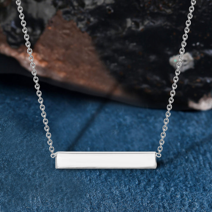 Sterling Silver 32mm x 5mm Horizontal Bar Necklace 17 Inch 7456885 2