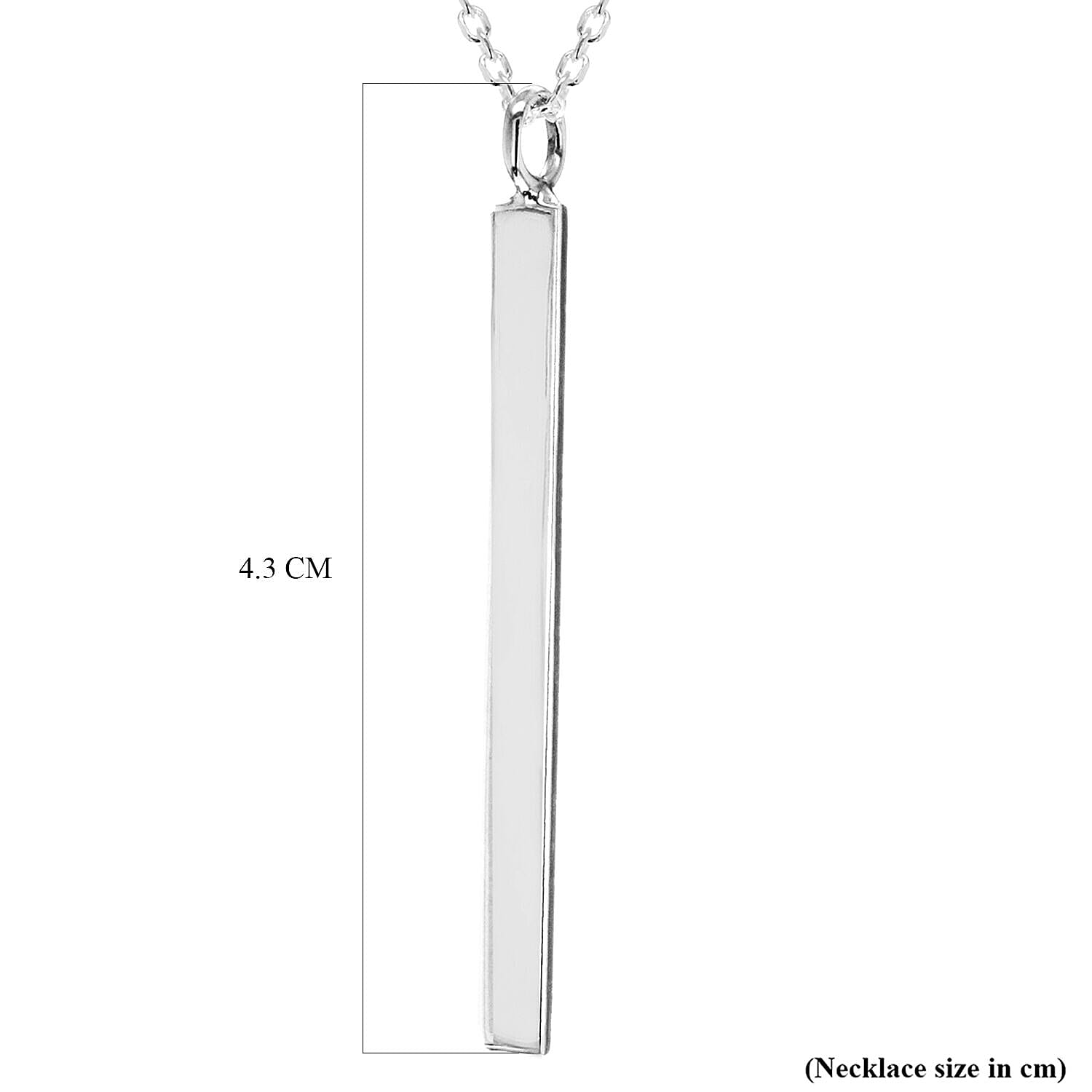 Sterling Silver 3mm x 40mm Vertical Bar Necklace 17 Inch 7456886 3