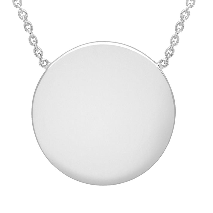 Sterling Silver 15mm Disc Pendant Adjustable Necklace 16 Inch to 17 Inch 7456895 1